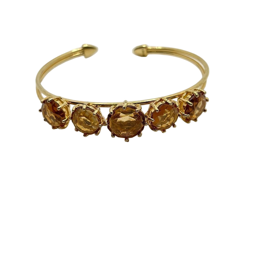Faceted jewel gold tone arrow open bracelet